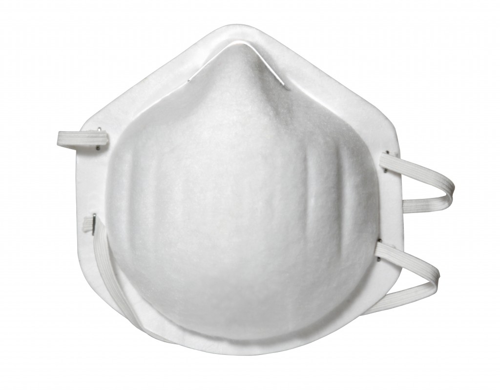 Close up of protective mask on white background